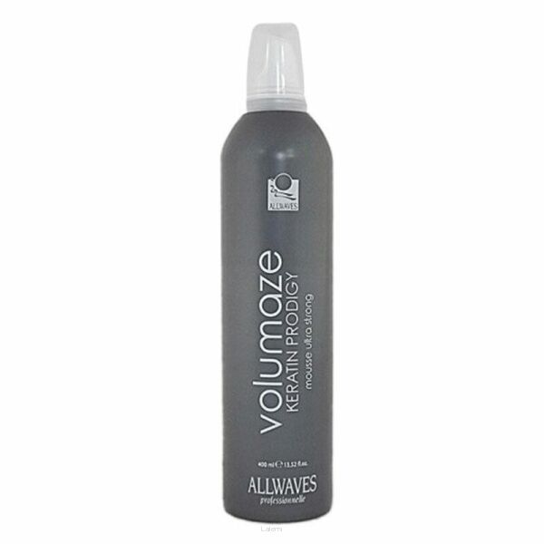 ALLWAVES  VOLUMAZE  KERATIN PRODIGY  MOUSSE ULTRA STRONG  PIANKA ZWIĘKSZAJĄCA OBJĘTOŚĆ  400 ml