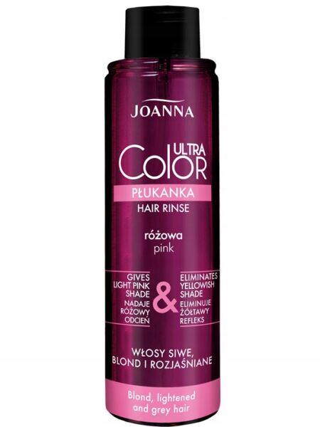 JOANNA ULTRA COLOR SYSTEM PŁUKANKA DO WŁOSÓW RÓŻOWA DO WŁOSÓW SIWYCH, BLOND I ROZJAŚNIANYCH 150 ml