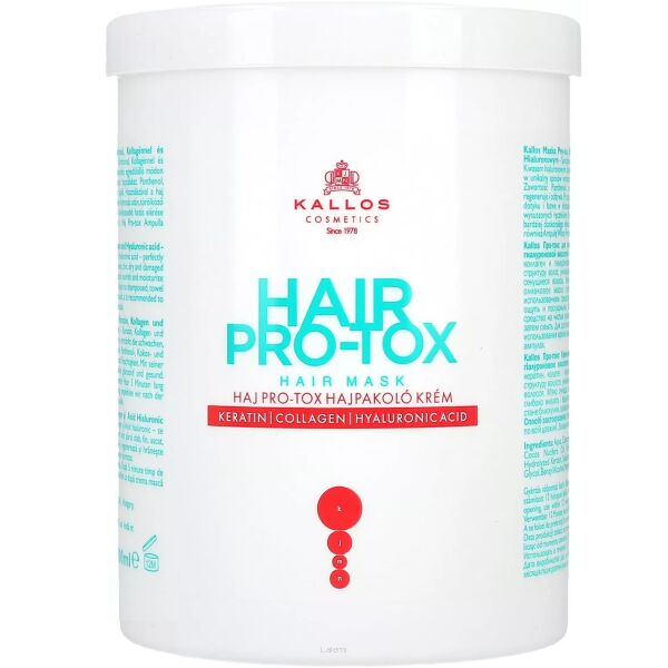 KALLOS COSMETICS HAIR BOTOKS PROTOX MASKA Z KERATYNĄ, KOLAGENEM I KWASEM HIALURONOWYM 1000 ml